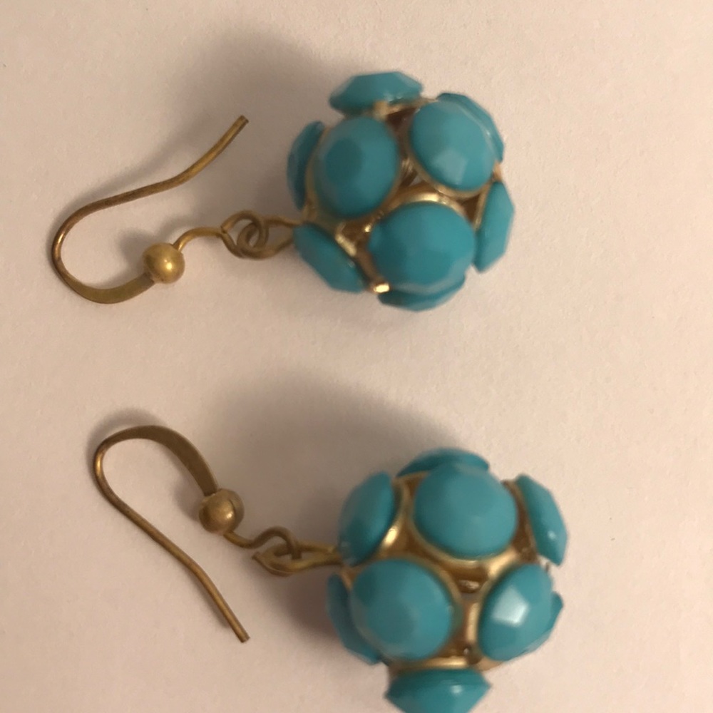 Bead ball Turquoise Colored French wire earrings